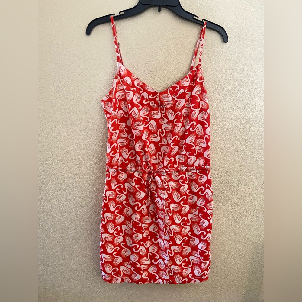 Anthropologie Porridge Orange White Swan Mini Dress Sz X Small - Picture 2 of 12